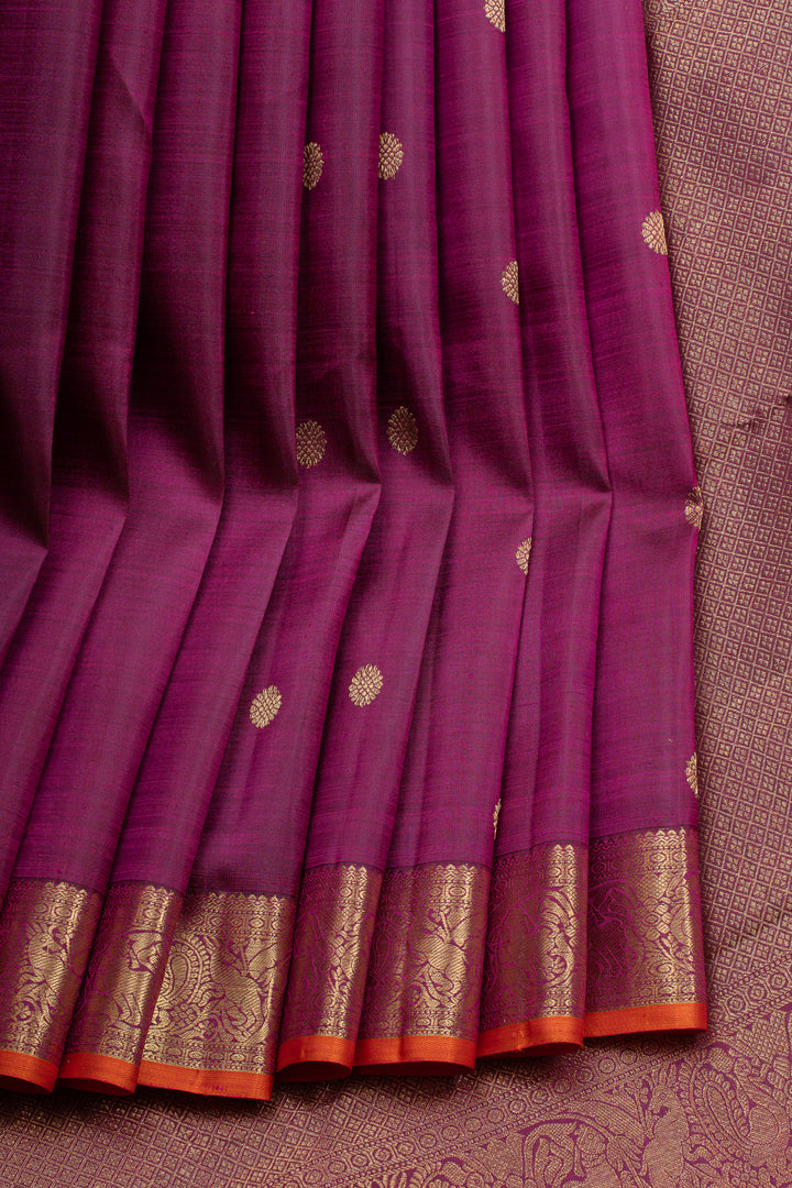 Purple traditional pure kanchipuram silk saree