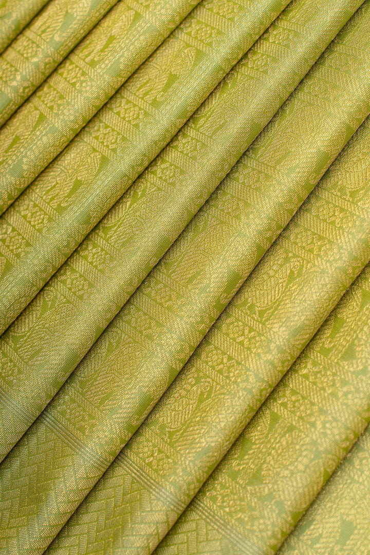 Pastel green brocade pure kanchipuram silk saree