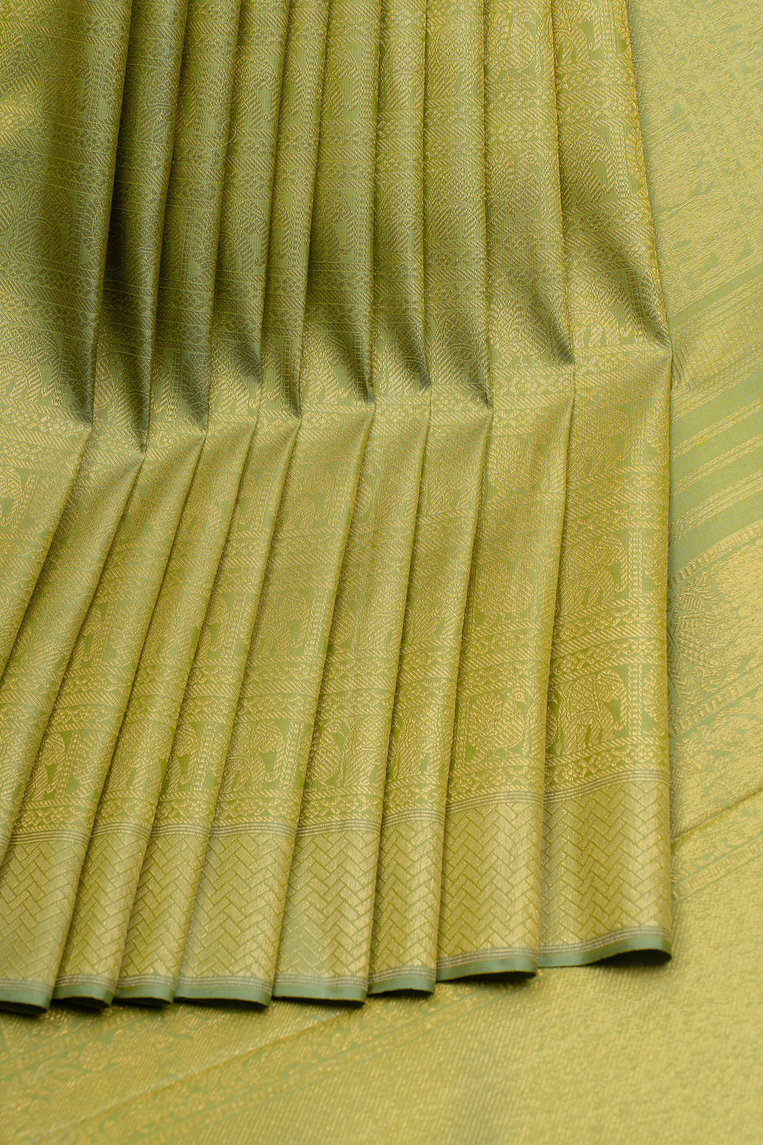 Pastel green brocade pure kanchipuram silk saree