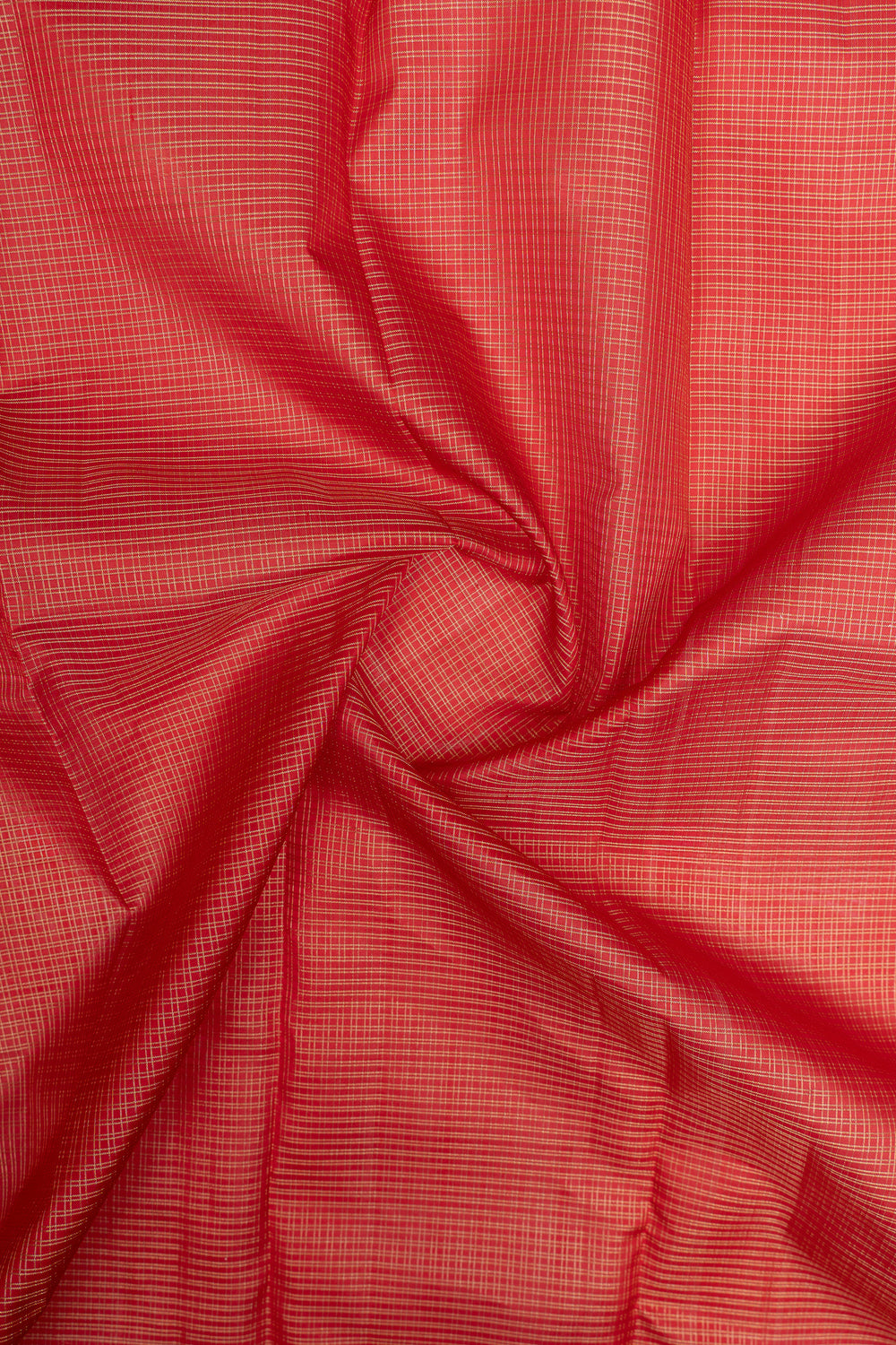 Reddish pink checks pure Kanchipuram silk saree