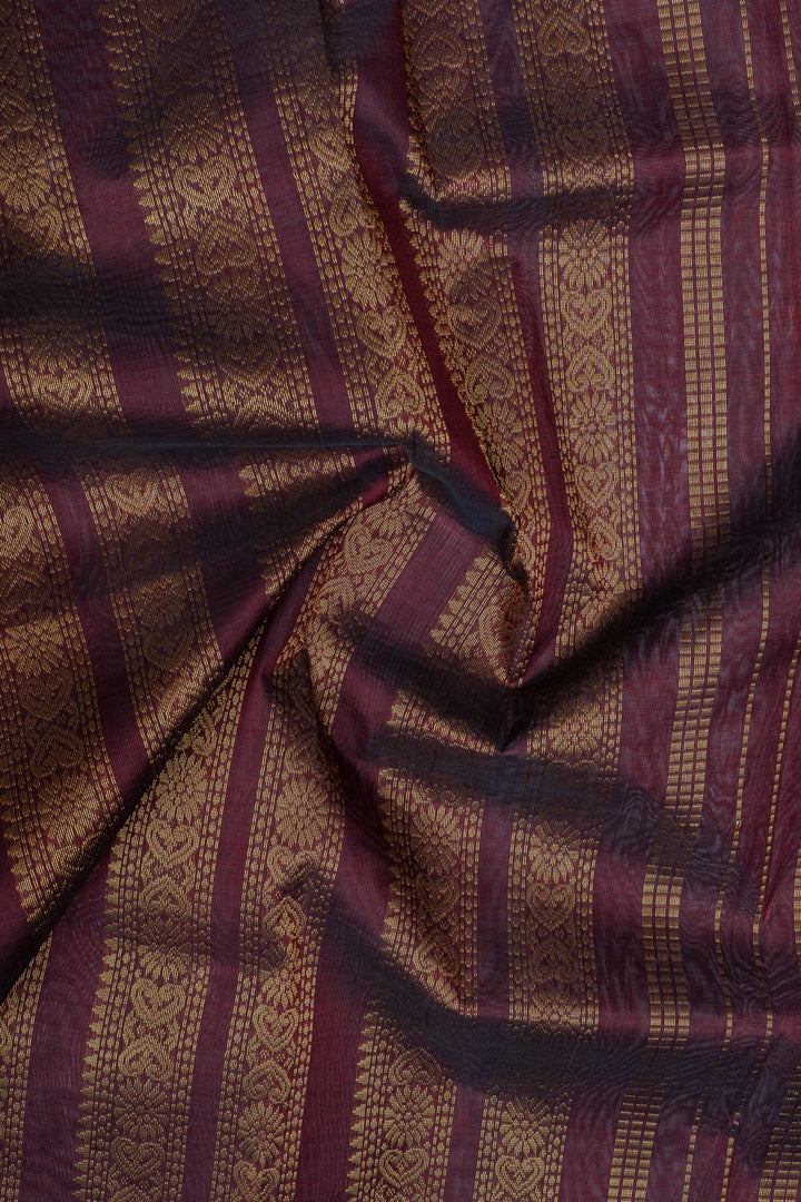 Yellow and jamun checks pure silk cotton saree