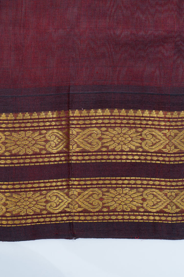 Yellow and jamun checks pure silk cotton saree
