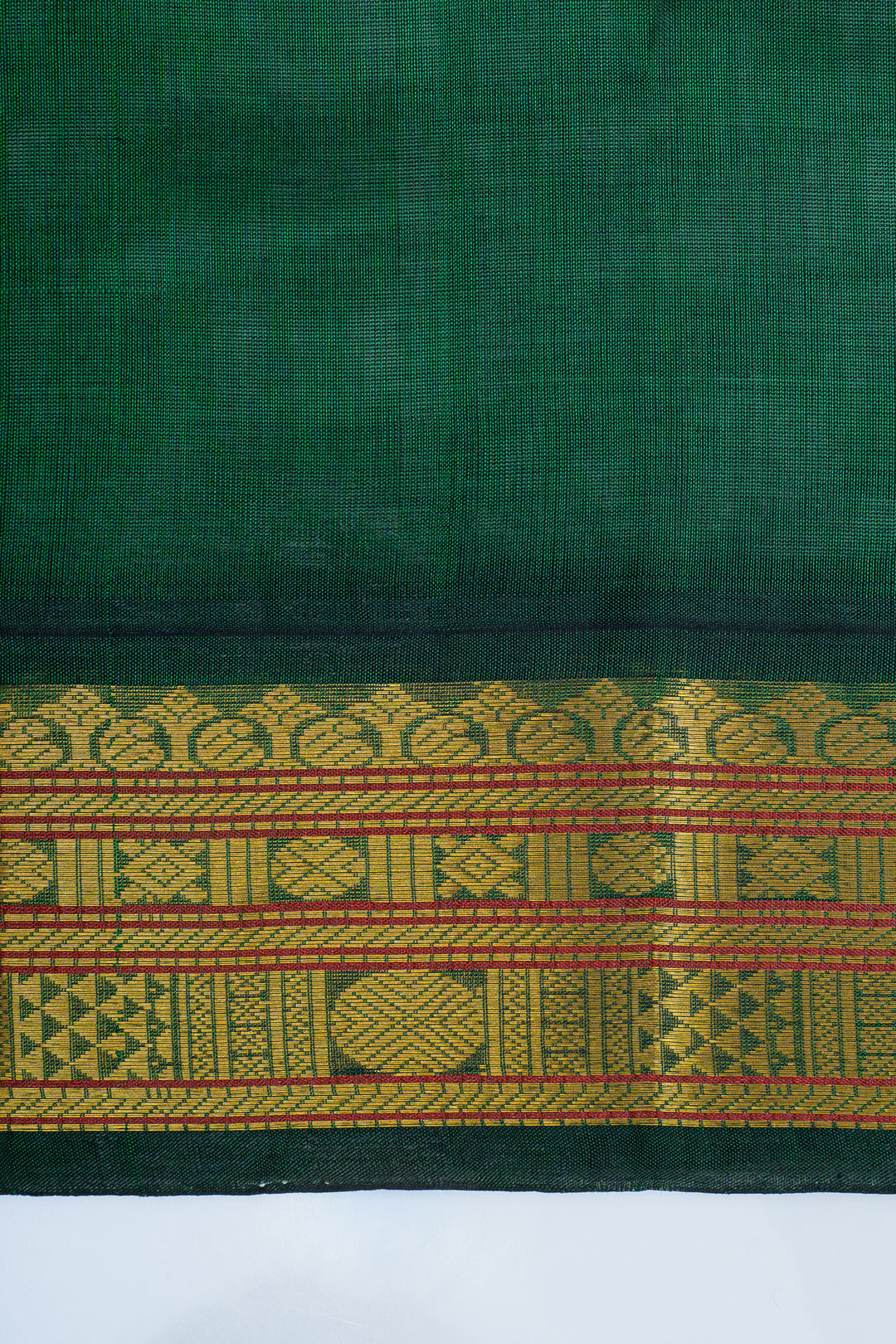Off white and green checks pure silk cotton saree