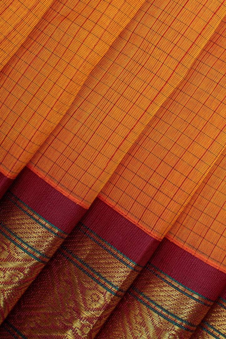 Yellow and maroon traditional  pure silk cotton saree