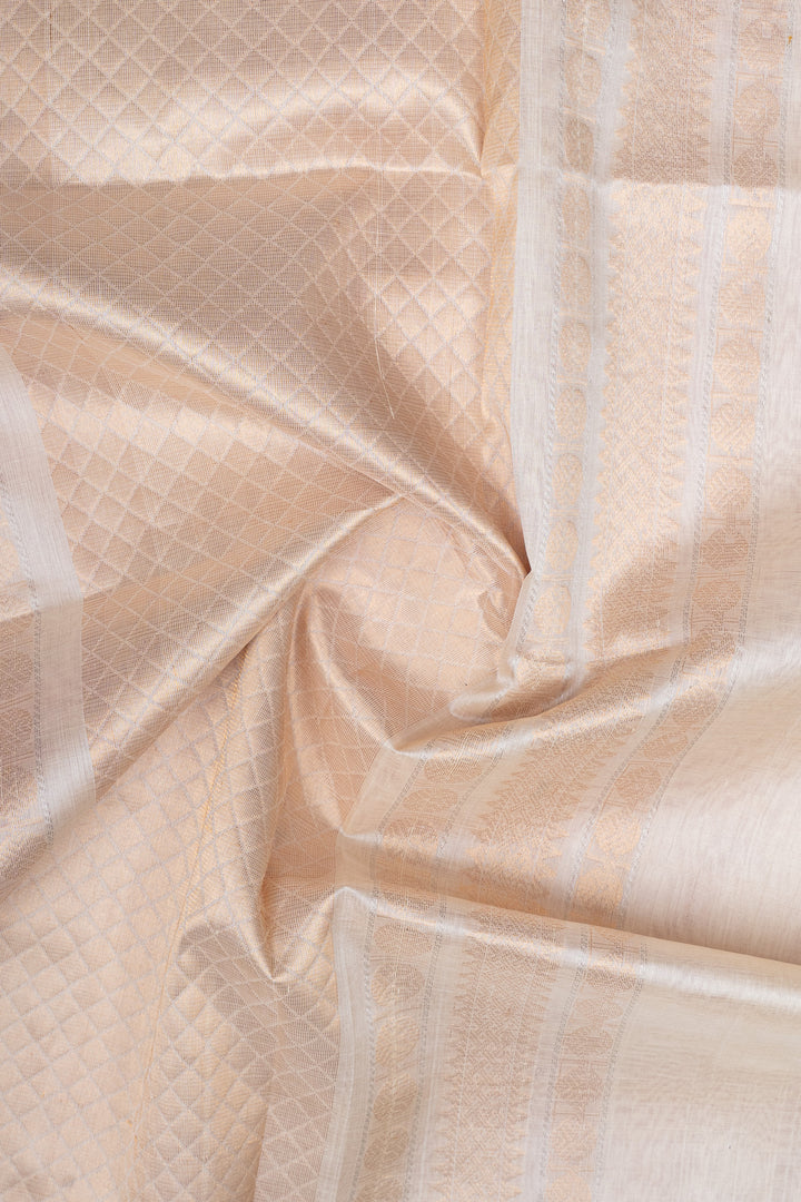 Red and ivory checks  pure silk cotton saree