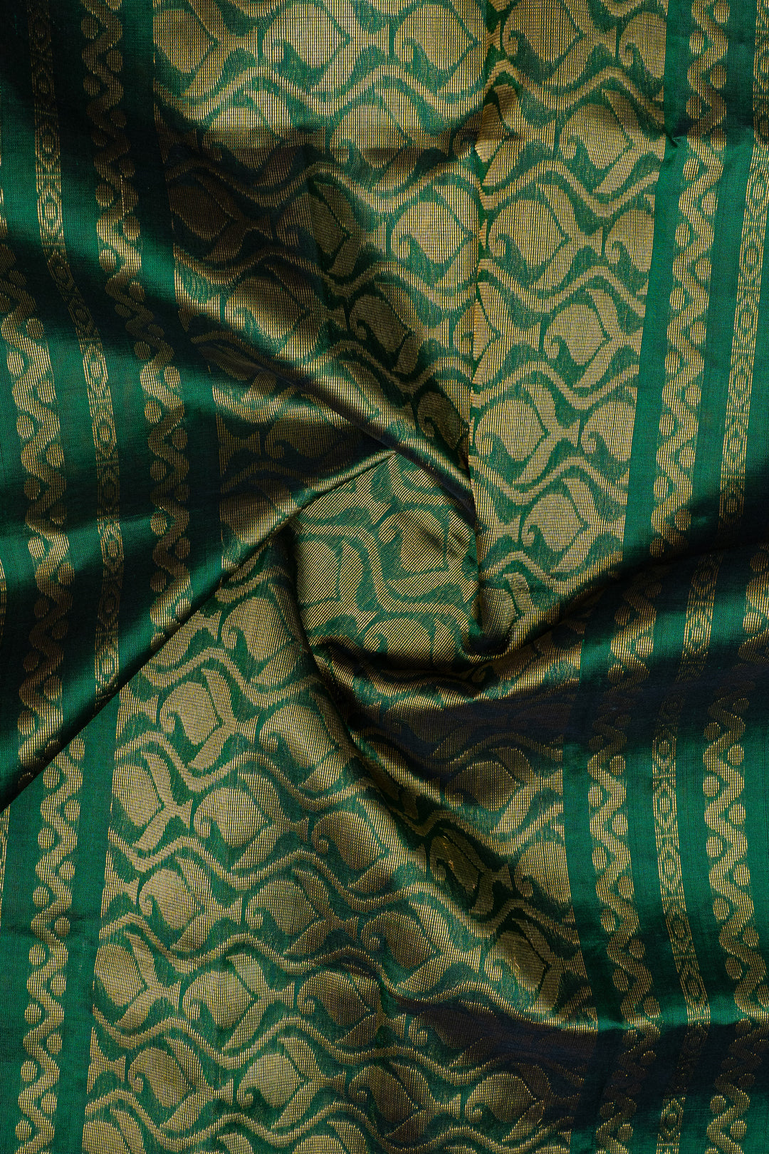 Orange and green checks pure silk cotton saree