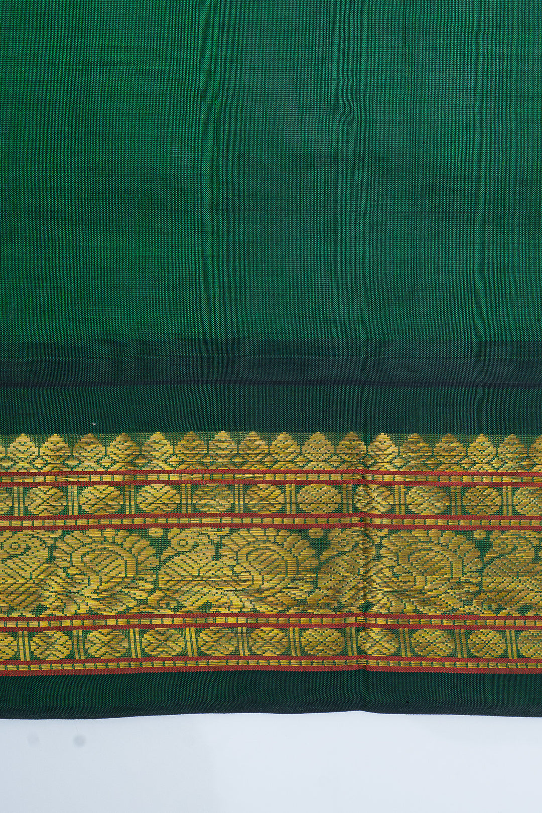 Orange and green checks pure silk cotton saree