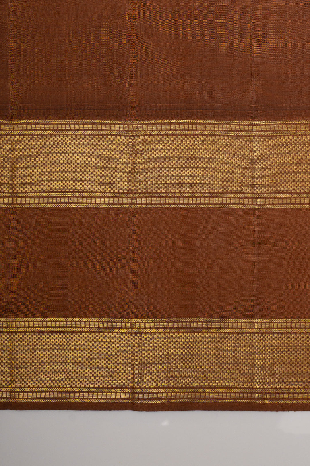 Vintage pink and khaki Jamdani checks pure kanchipuram silk saree