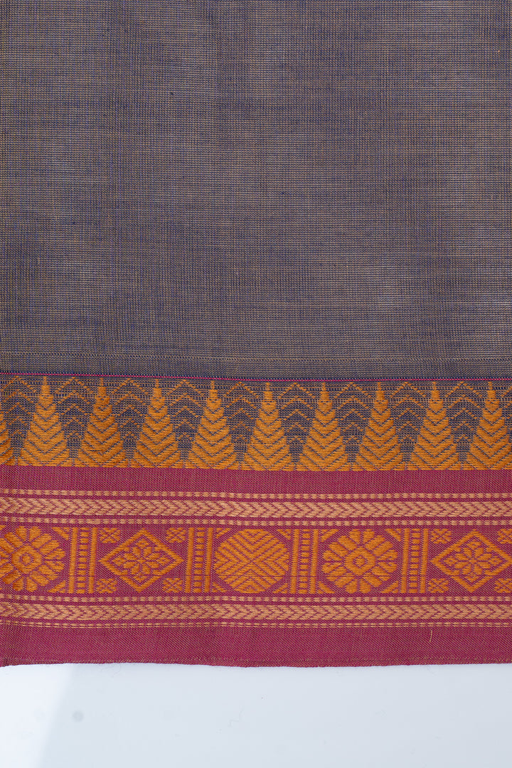 Grey traditional pure cotton saree
