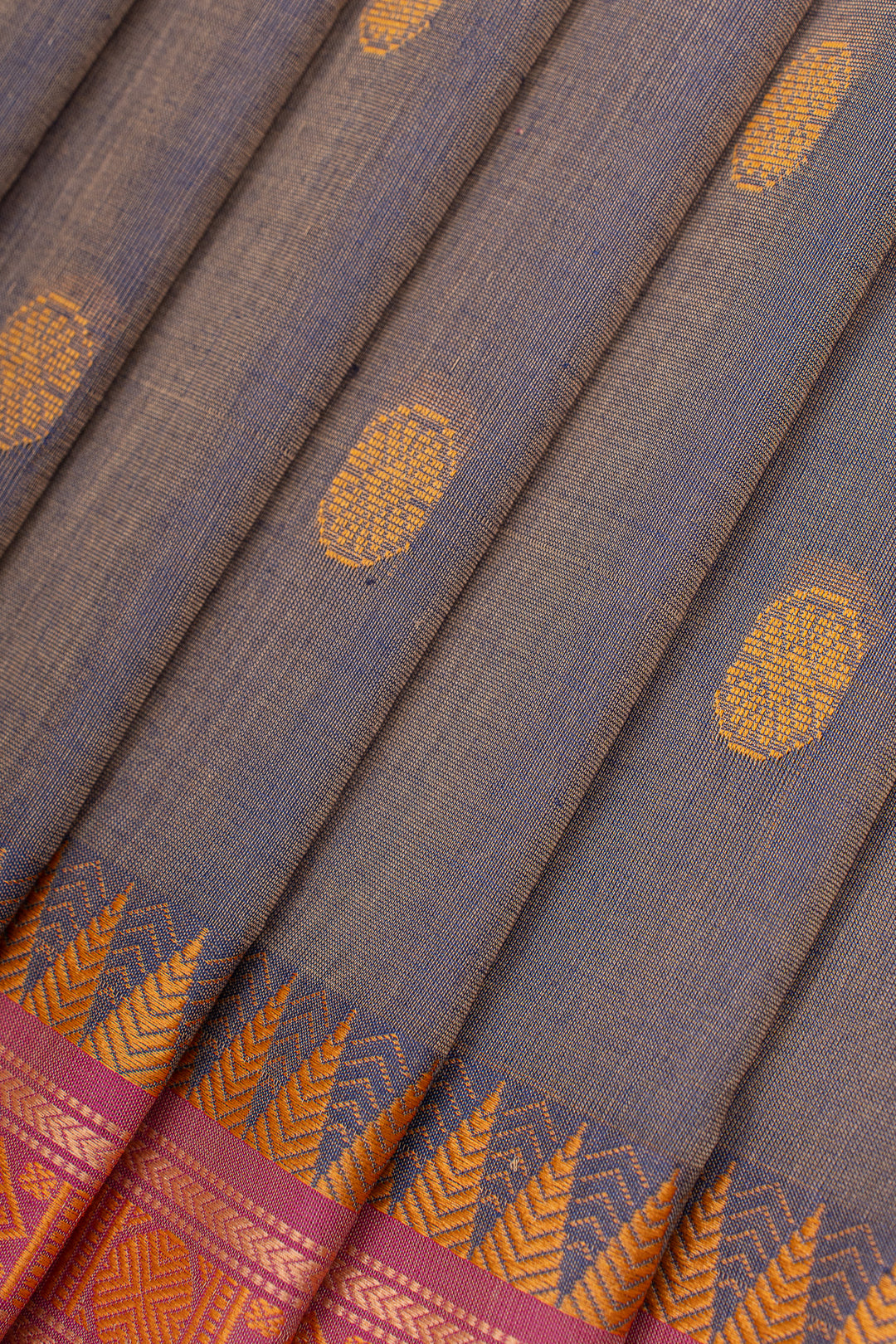 Grey traditional pure cotton saree