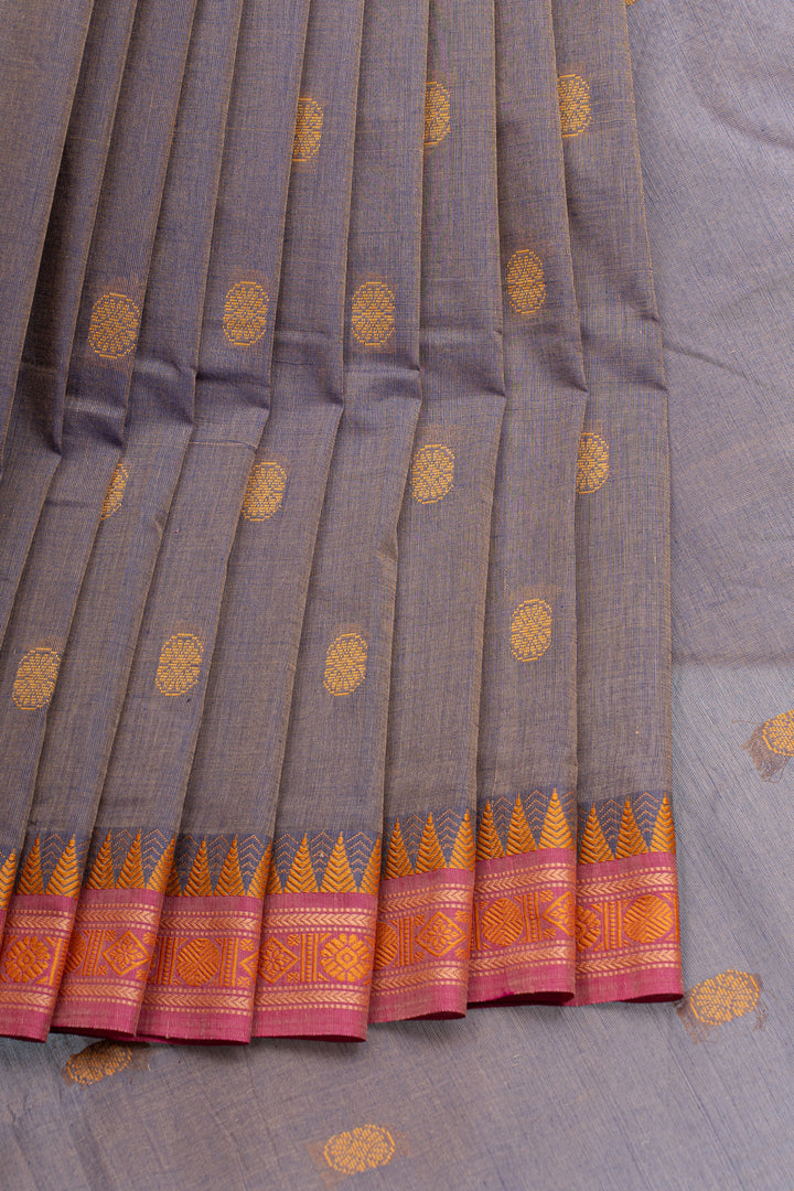 Grey traditional pure cotton saree