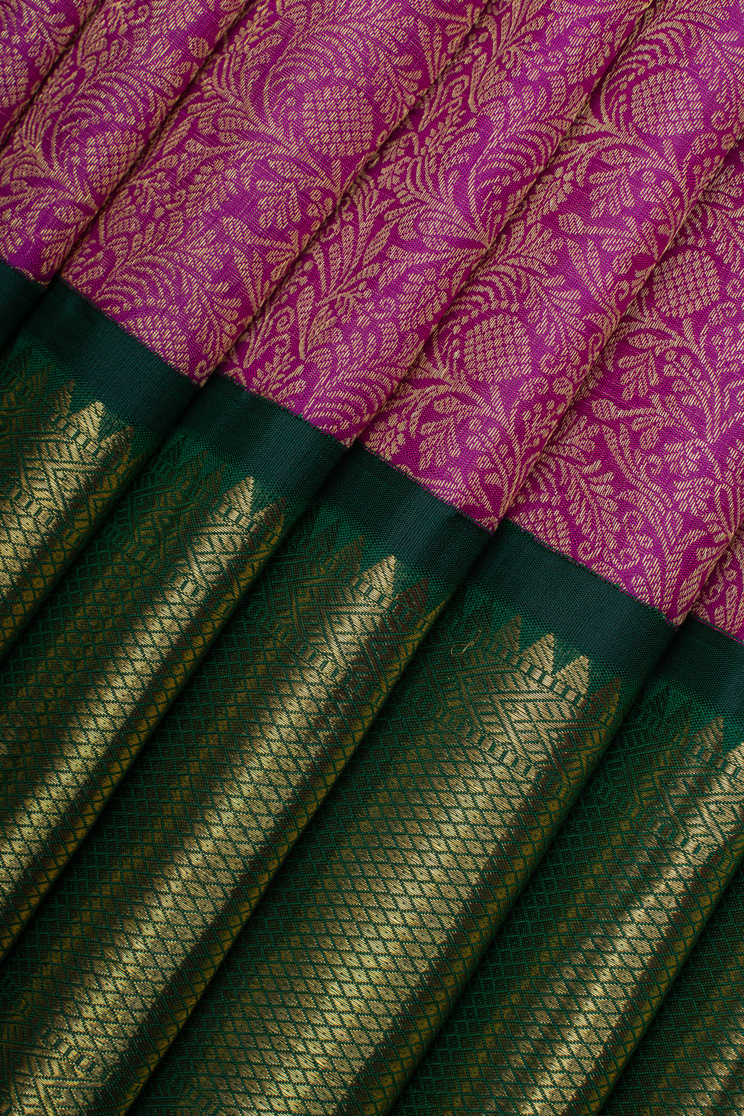 Magenta purple and green brocade  pure kanchipuram silk saree
