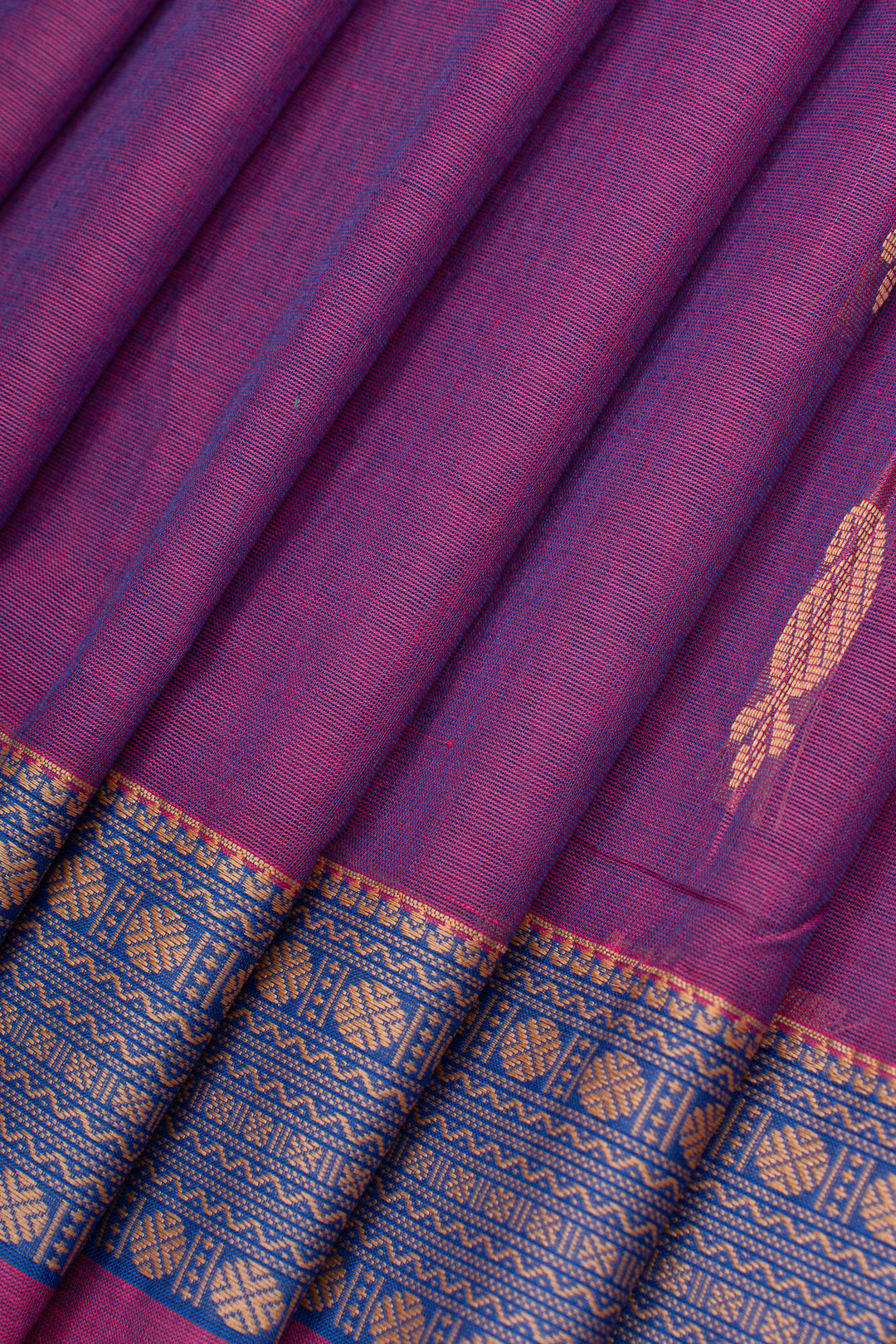 Purple traditional pure cotton saree