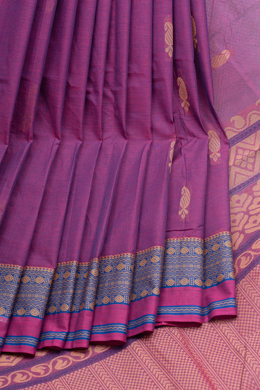 Purple traditional pure cotton saree