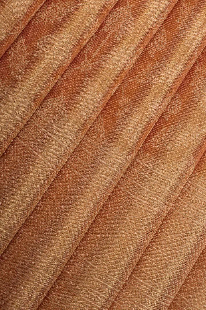 Peach tissue brocade pure kanchipuram silk saree