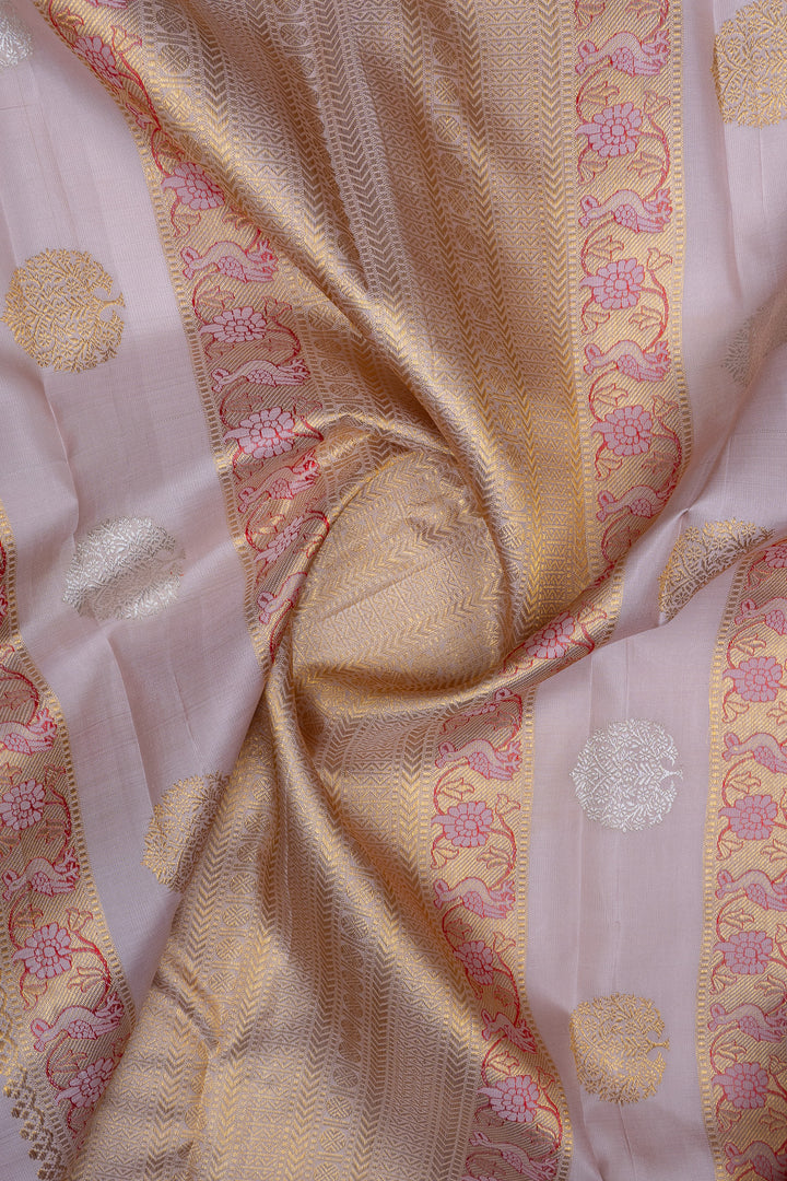 Lilac meenakari pure kanchipuram silk saree