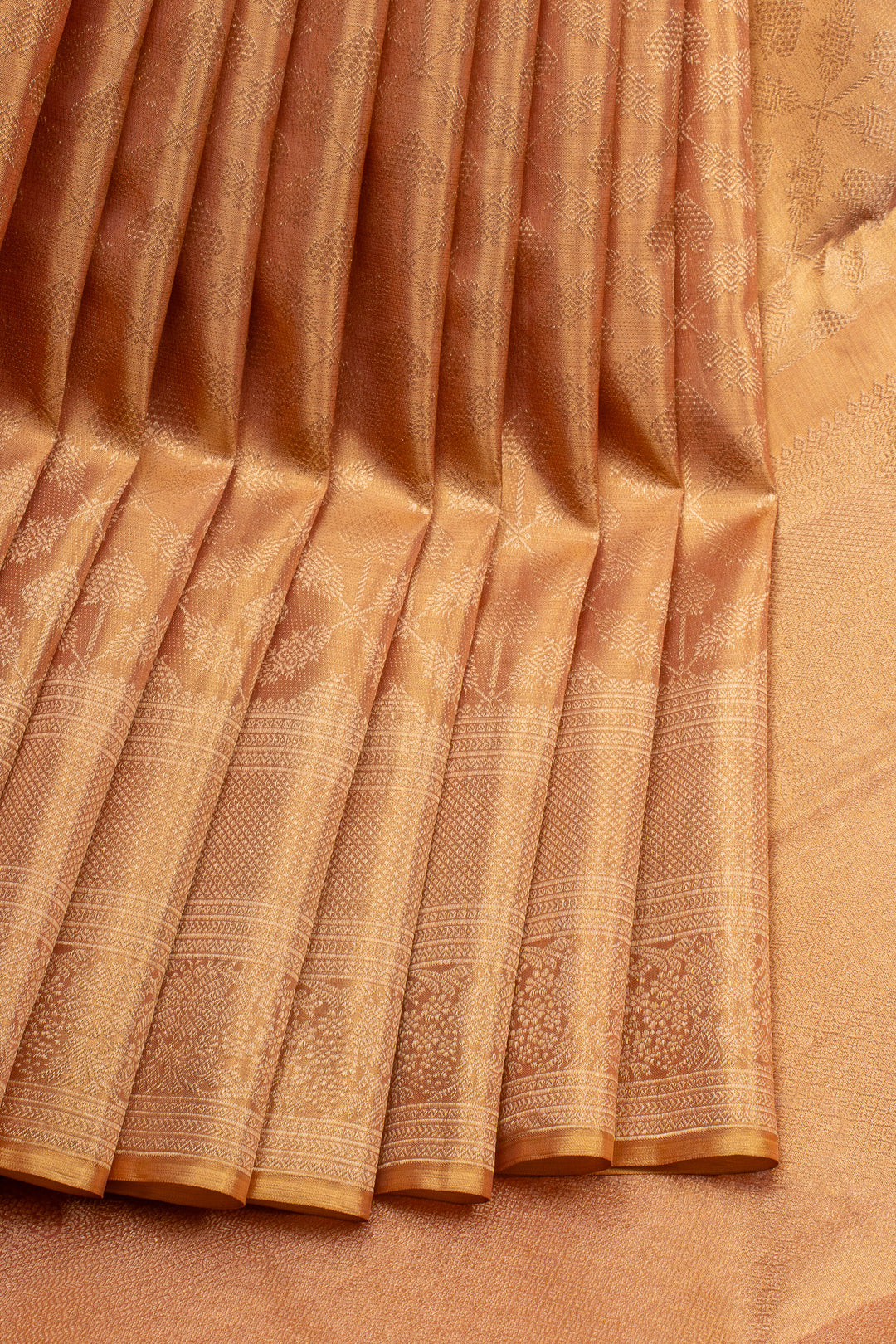 Peach tissue brocade pure kanchipuram silk saree