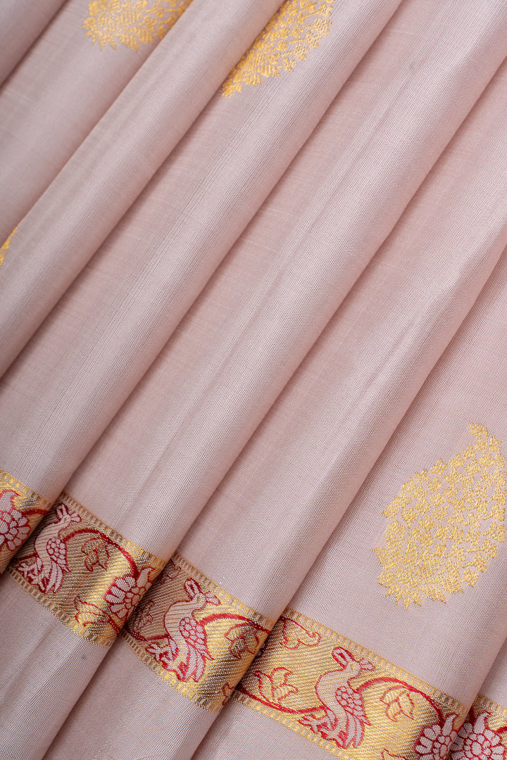 Lilac meenakari pure kanchipuram silk saree