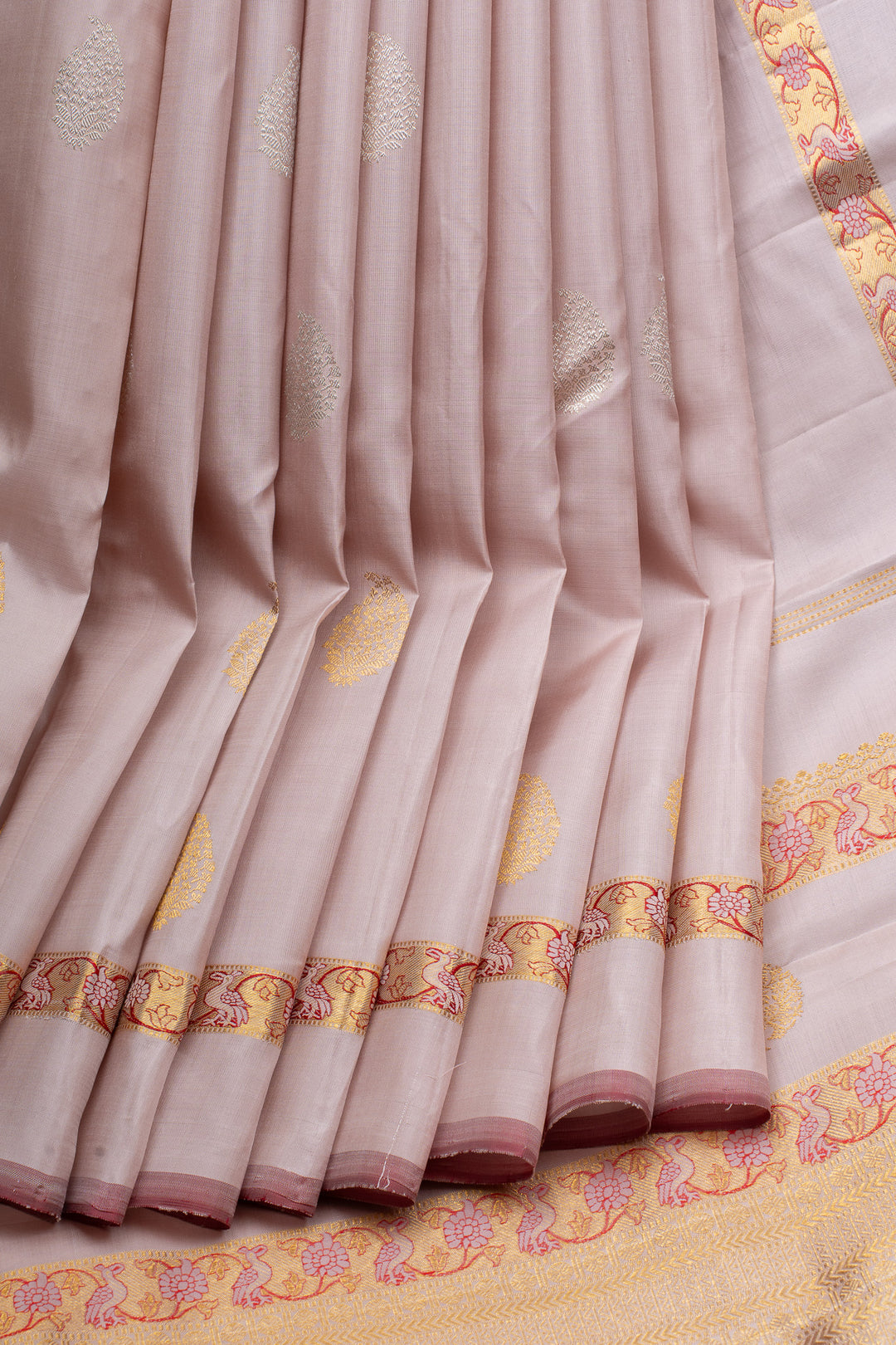 Lilac meenakari pure kanchipuram silk saree