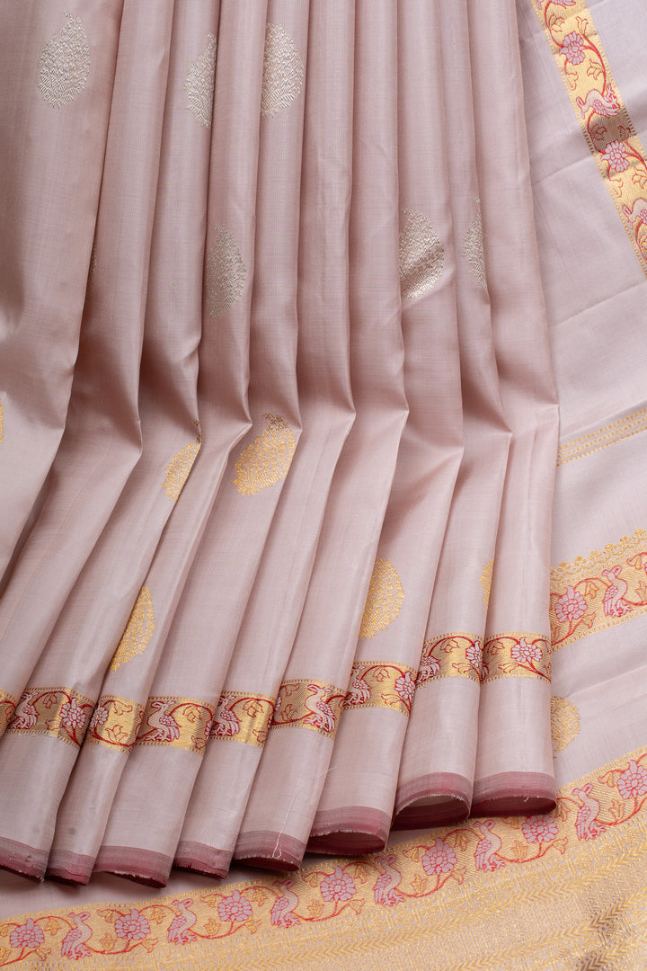 Lilac meenakari pure kanchipuram silk saree