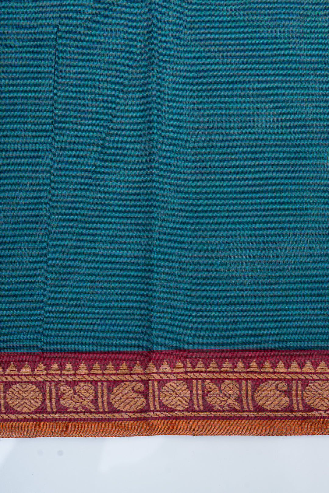 Peacock blue traditional pure cotton saree