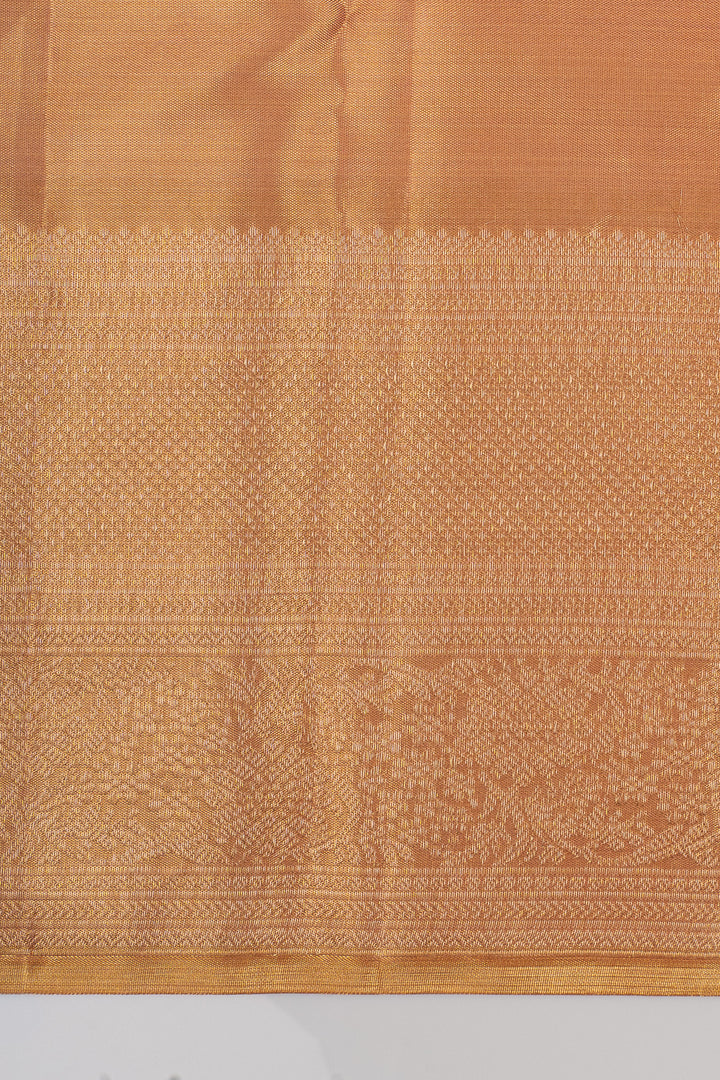 Peach tissue brocade pure kanchipuram silk saree