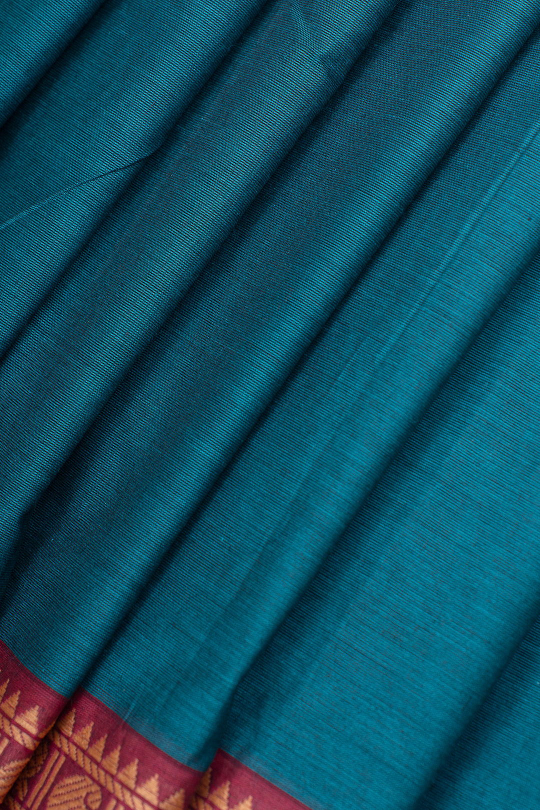 Peacock blue traditional pure cotton saree