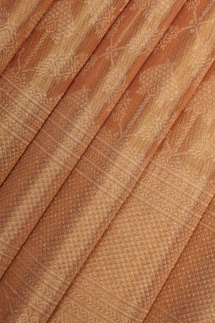 Peach tissue brocade pure kanchipuram silk saree