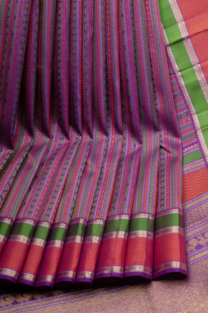 Purple thread brocade pure kanchipuram silk saree