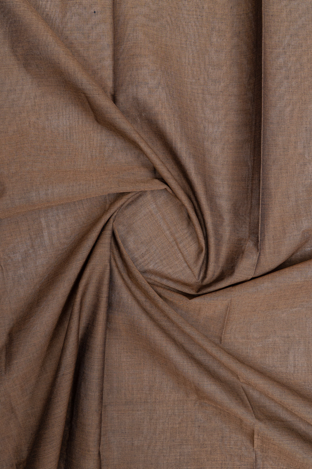 Dark beige small border pure cotton saree
