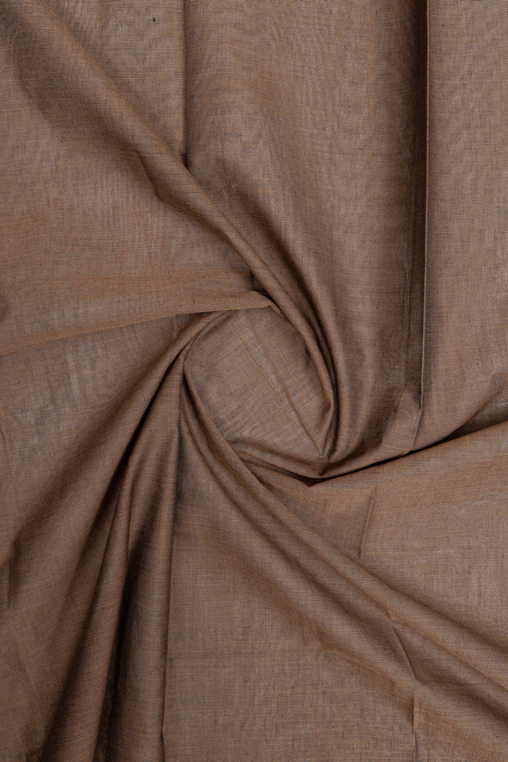 Dark beige small border pure cotton saree