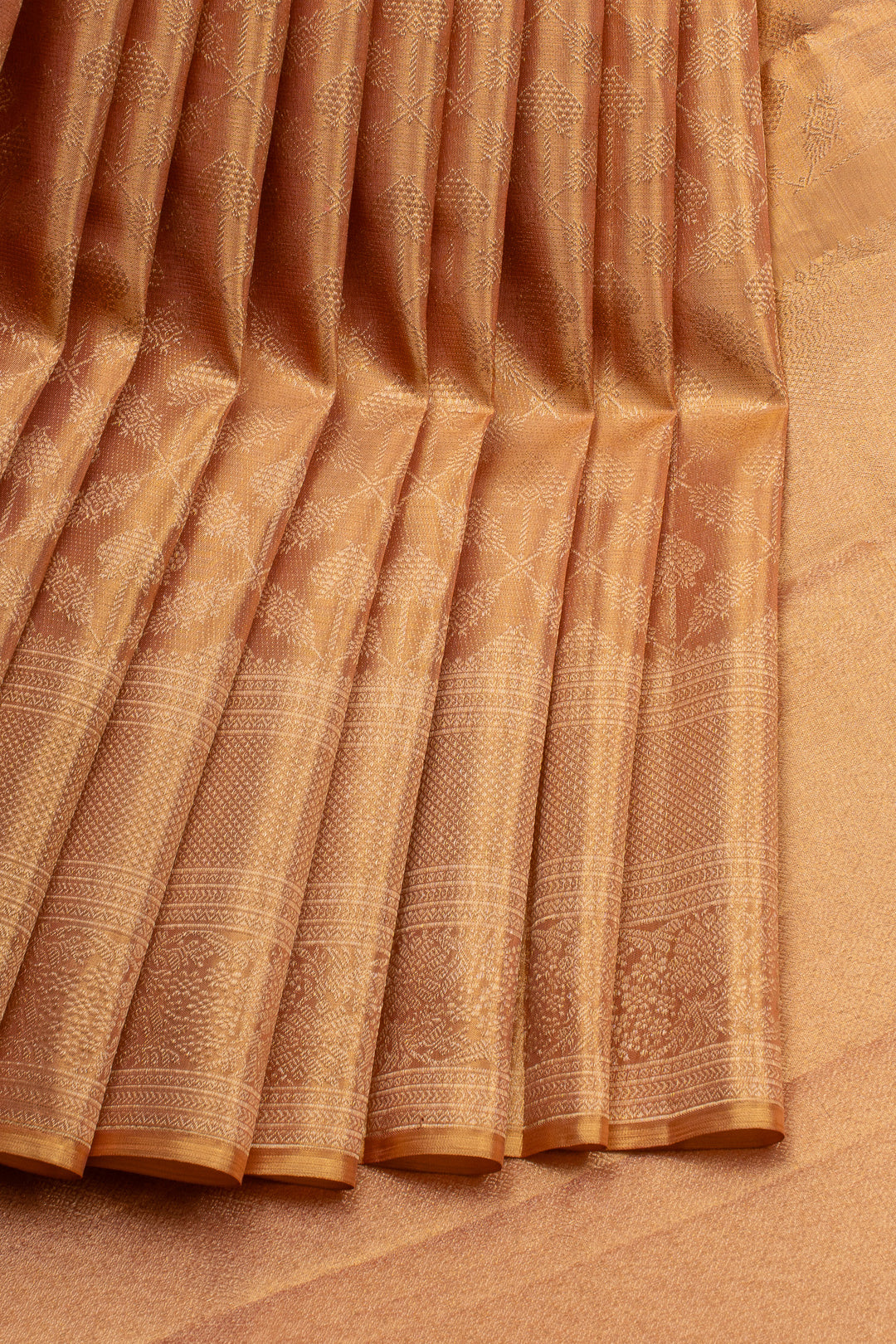 Peach tissue brocade pure kanchipuram silk saree