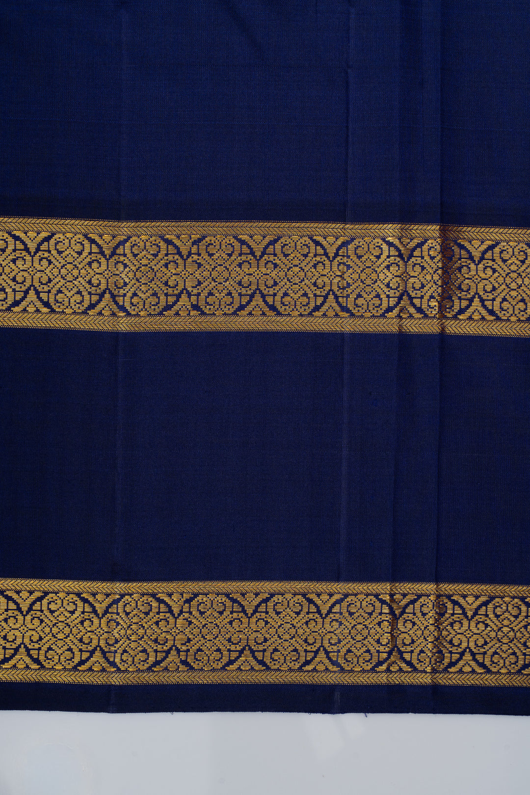 Ms blue and navy blue rettai pettu pure kanchipuram silk saree