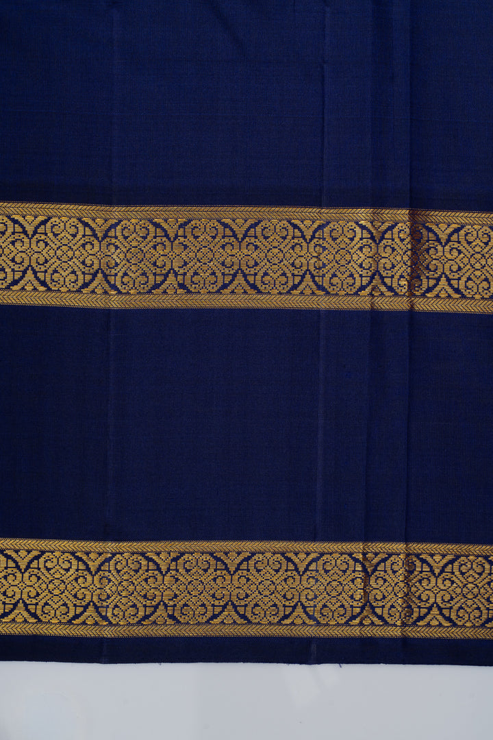 Ms blue and navy blue rettai pettu pure kanchipuram silk saree