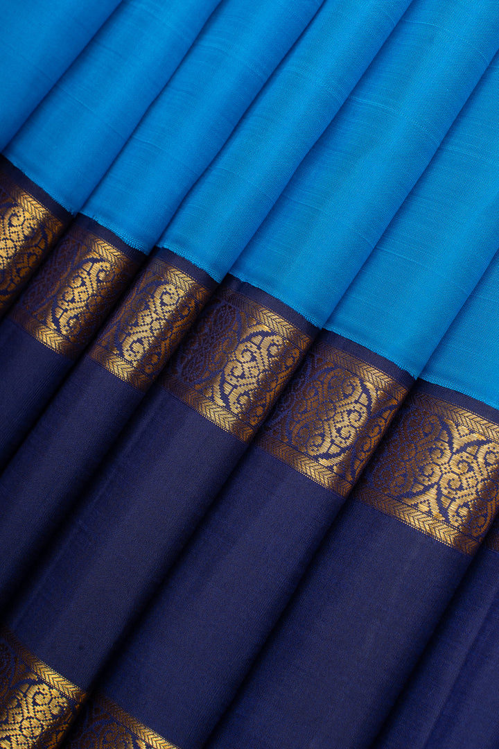 Ms blue and navy blue rettai pettu pure kanchipuram silk saree