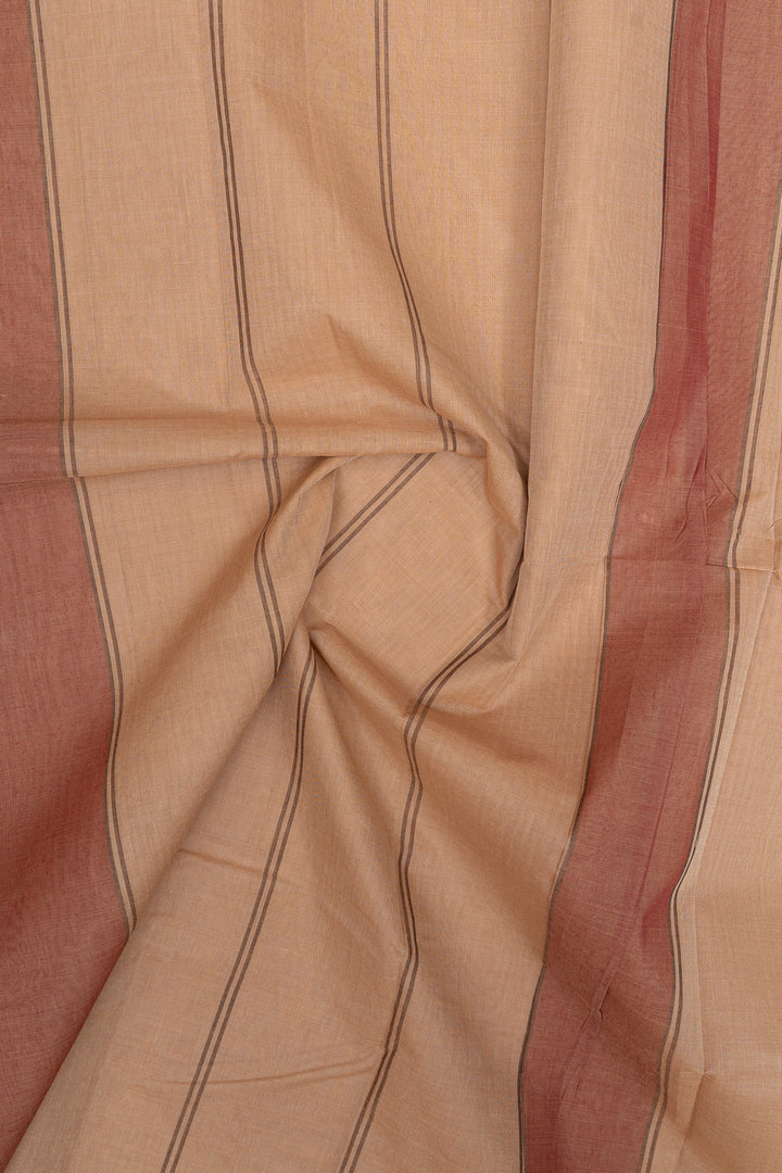 Beige traditional pure cotton saree