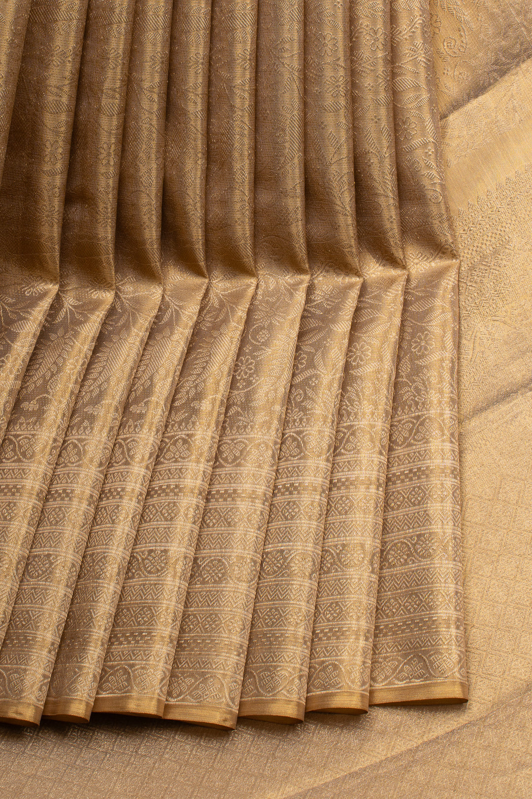 Champagne gold tissue pure kanchipuram silk saree