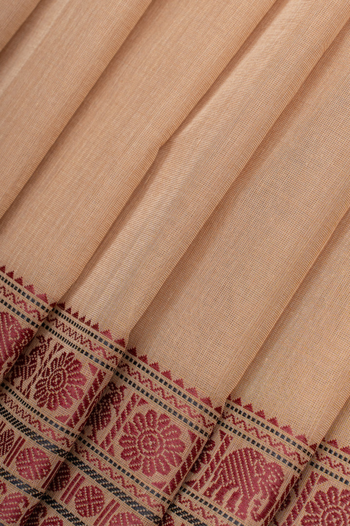 Beige traditional pure cotton saree