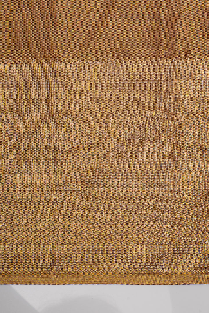 Maroon tissue brocade pure kanchipuram silk saree