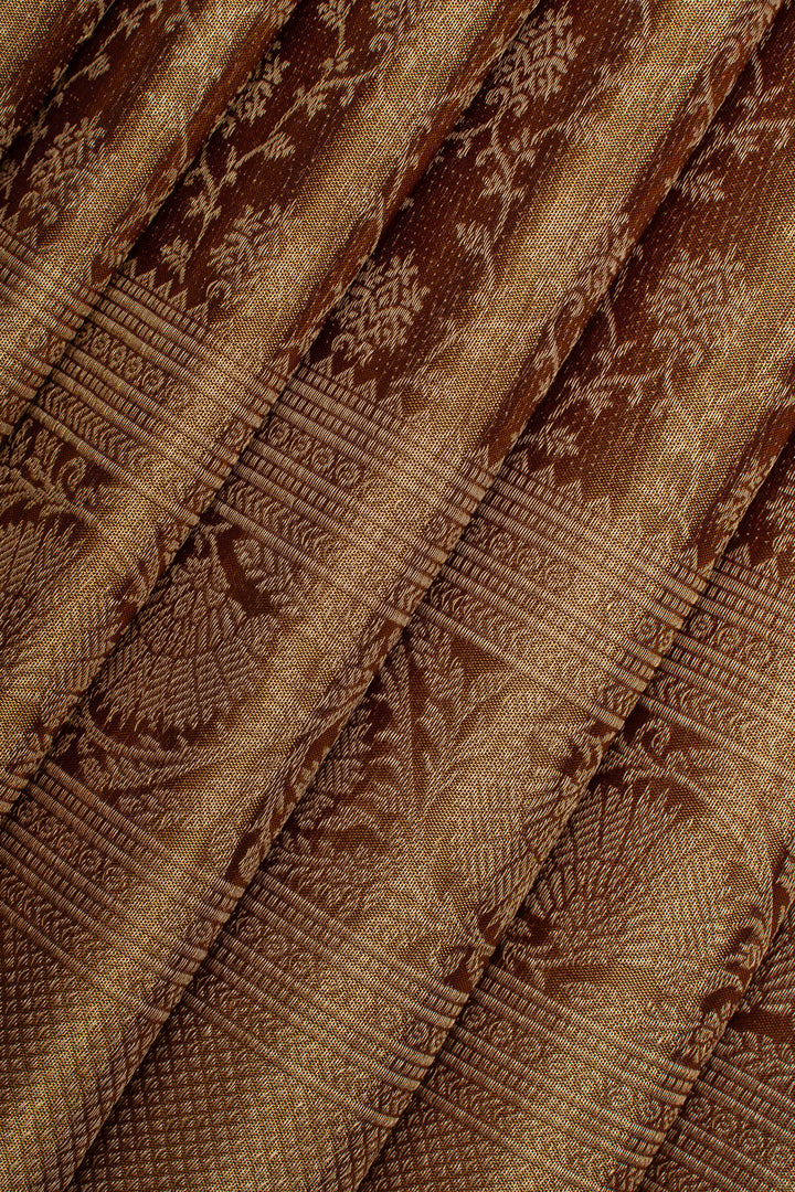 Maroon tissue brocade pure kanchipuram silk saree