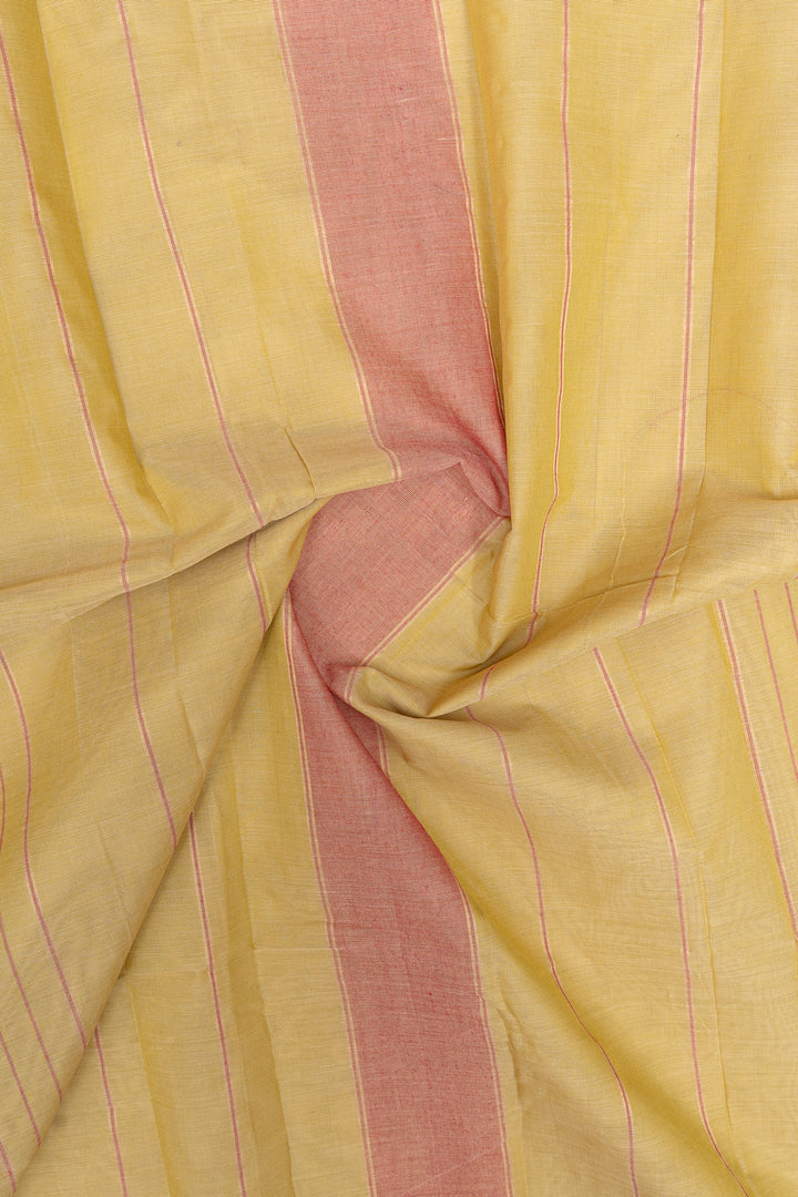 Lemon yellow traditional pure cotton saree