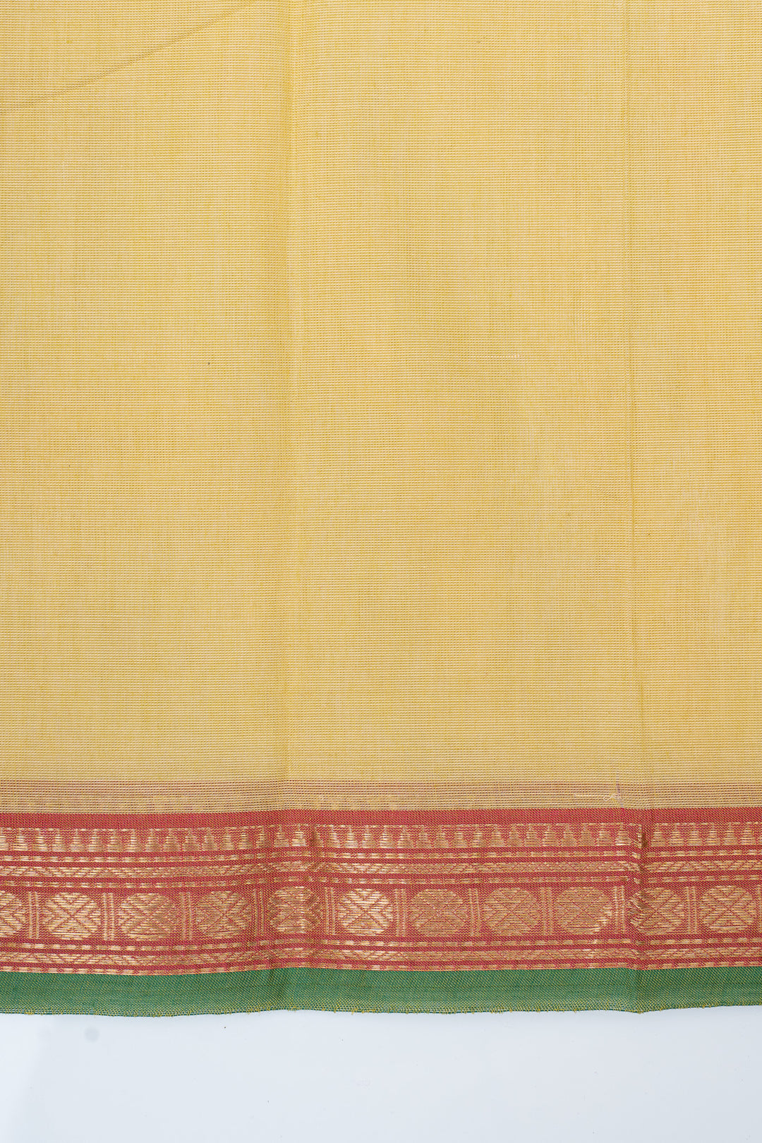 Lemon yellow traditional pure cotton saree