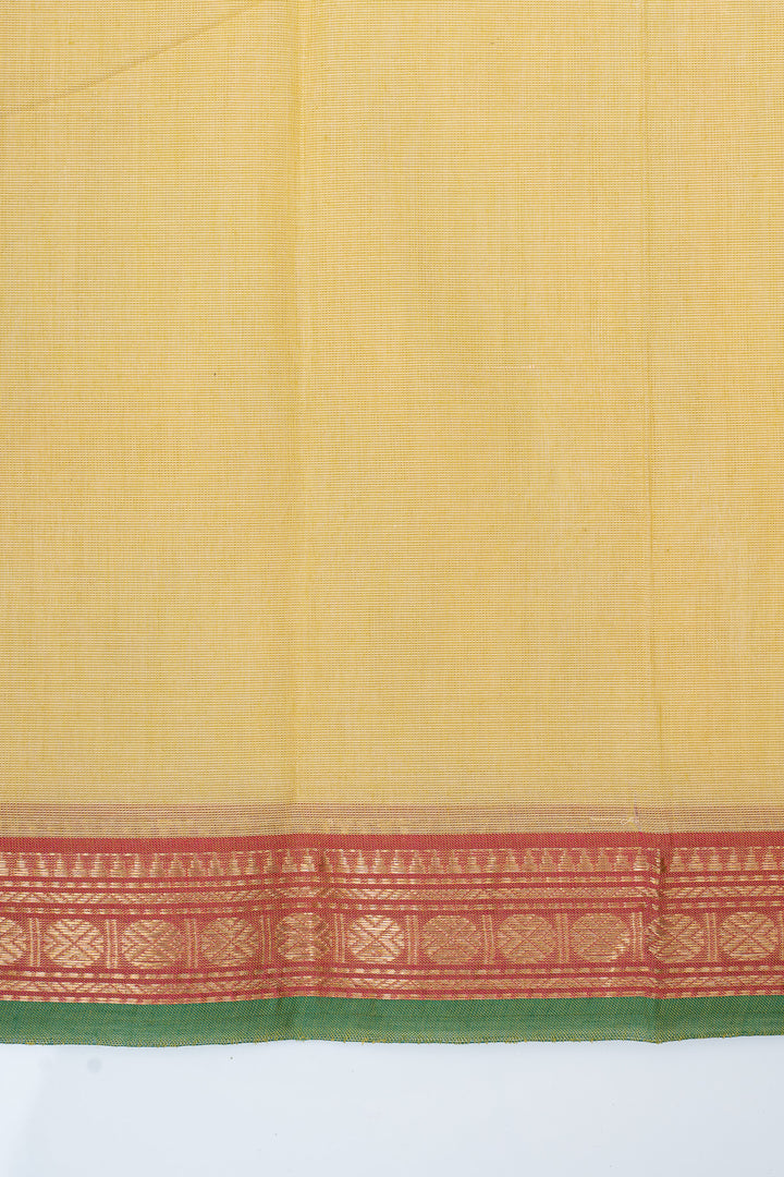 Lemon yellow traditional pure cotton saree
