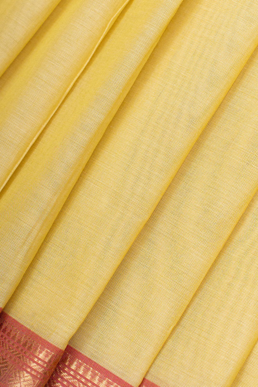 Lemon yellow traditional pure cotton saree