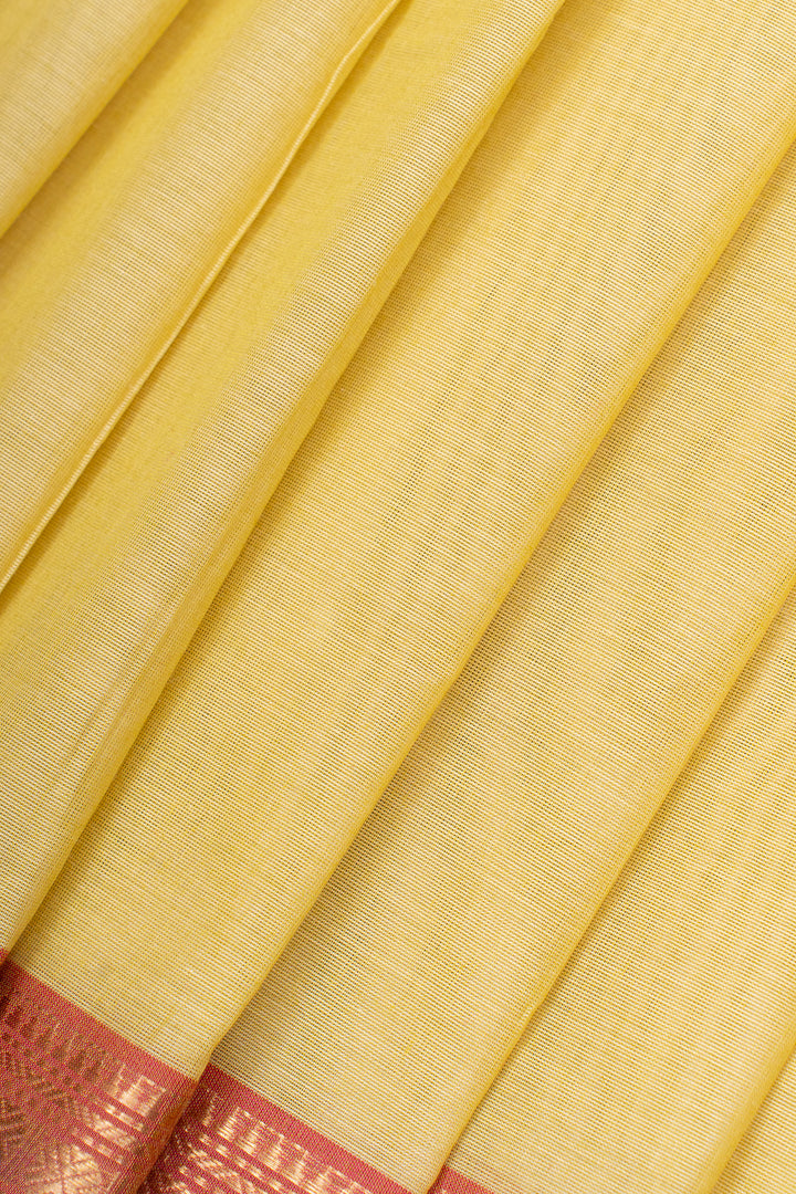Lemon yellow traditional pure cotton saree