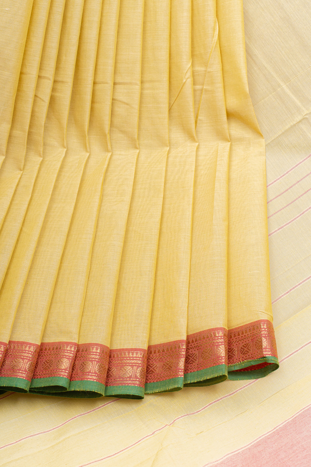 Lemon yellow traditional pure cotton saree