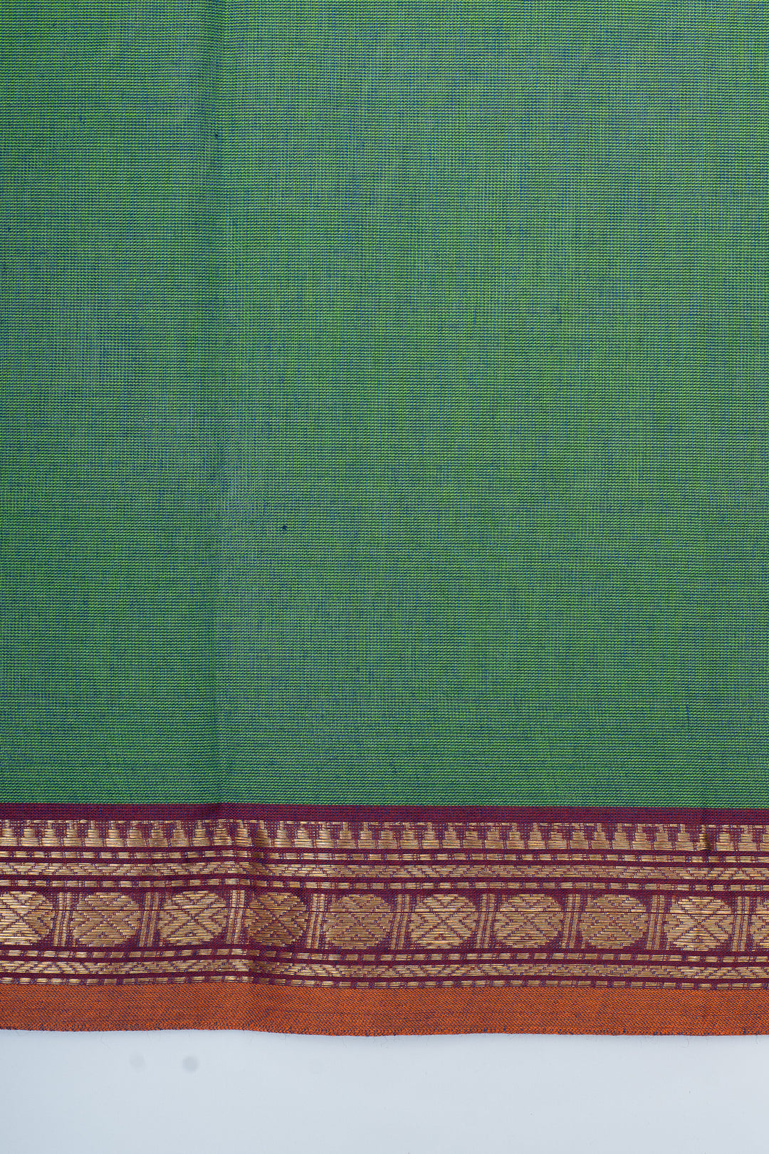Green traditional pure cotton saree