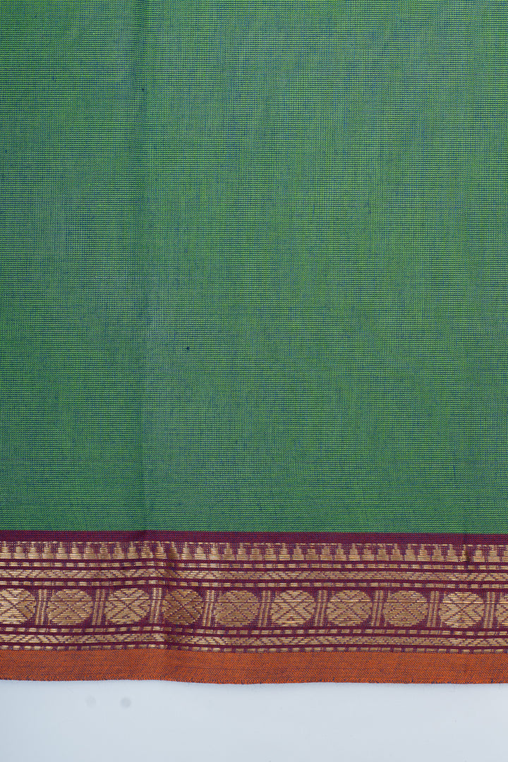 Green traditional pure cotton saree
