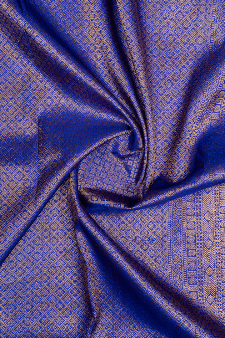 Peacock blue and purple traditional pure kanchipuram silk saree