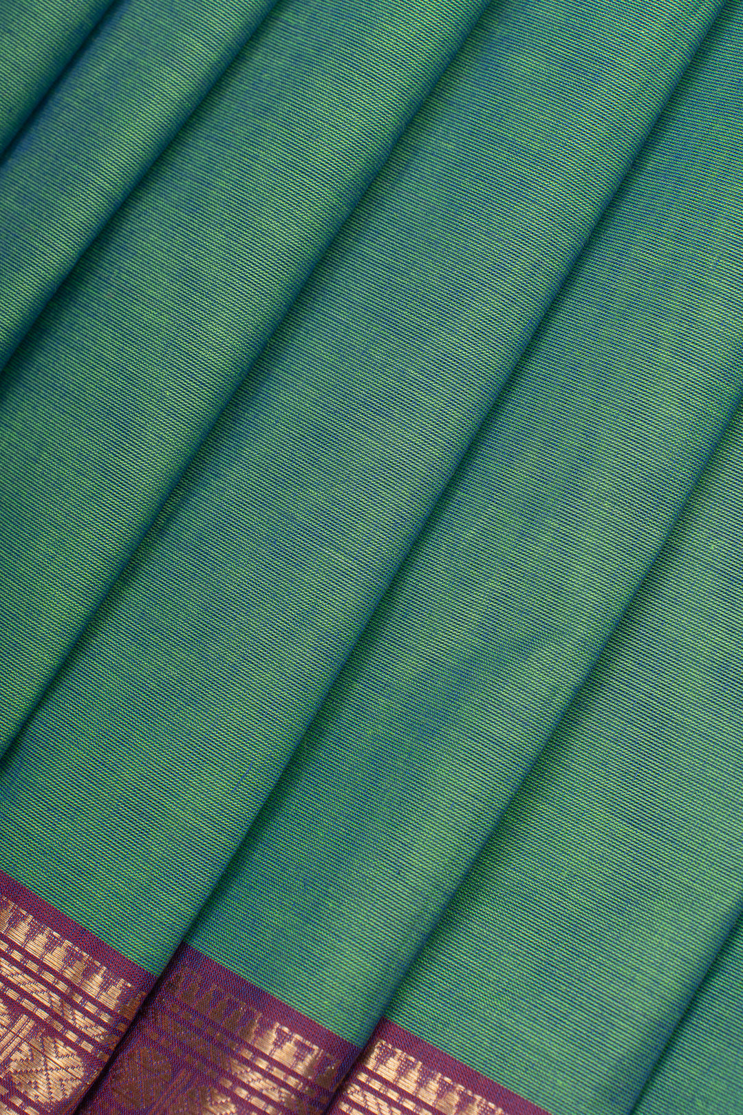 Green traditional pure cotton saree